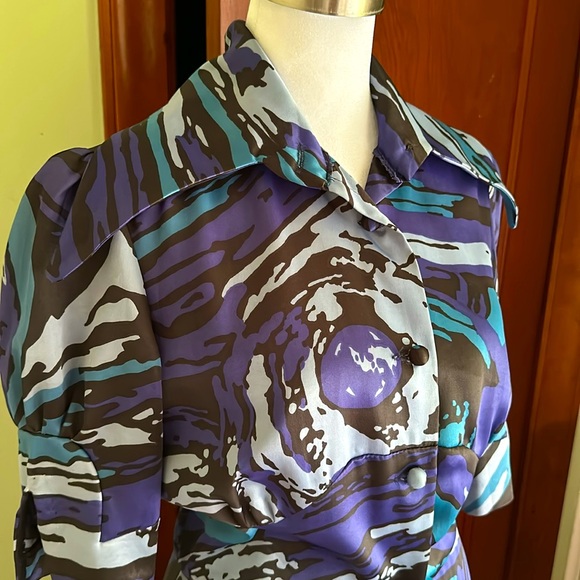 VINTAGE Miss T (English Brand) Blue and Purple Maxi Dress, Size M - Picture 2 of 12